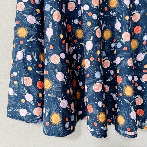 Retrolicious Space Always In Orbit Skater Skirt Blue Size Medium Flare Highrise - Picture 5 of 9